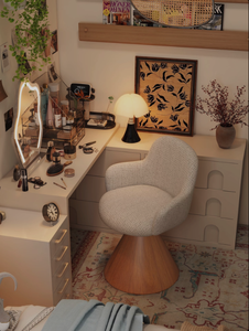 Silla de Tocador de Cuero PU Moderna y Lujosa para Dormitorio, Giratoria, de Madera Maciza, con Tapizado de Terciopelo, Taburete de <span class=keywords><strong>Maquillaje</strong></span>, Estilo Minimalista de Alta Gama - Product Image 2