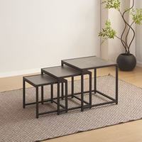 Table basse extensible moderne et minimaliste avec plateau en panneau de densité et structure en fer forgé pour salon