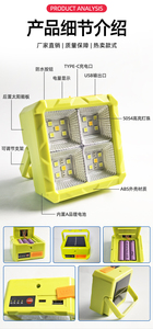 LED Emergency Light 20W IP20 Outdoor White 6000K Daylight Tripod <b>Stand</b> Camping Use Li-ion Battery 4800mAh Remote Emergency - Product Image 2