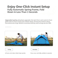 Carpa de Camping Automática de Doble Capa para 3-4 Personas, Apertura Rápida, Tela Oxford Impermeable 2000-3000mm, para Playa y Exteriores
