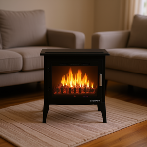 Estufa Eléctrica con Chimenea de 24 Pulgadas, Llama Realista, Calefactor con Temperatura Ajustable, Modelo Independiente Negro D0100HPW5DW - Product Image 2