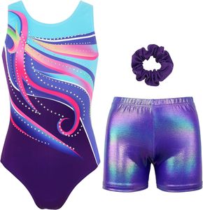 Vêtements de sport noirs pour filles, vêtements de danse en maille, body de ballet respirant pour filles, justaucorps scintillants, 4-13 ans - Product Image 1