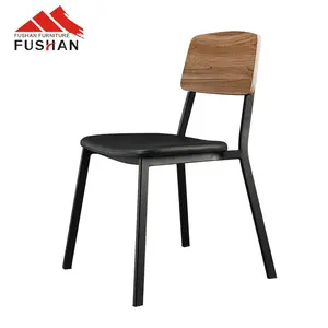 Fushan Restaurant Furniture Upholstered Dining Chair Wood Grain Metal Restaurant Chairs Modern