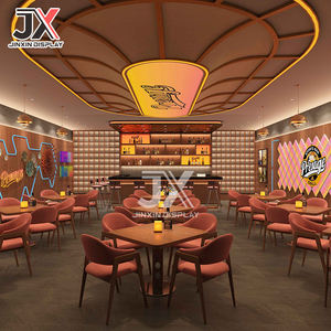 تصميم مخصص لطاولة بار مع خزانة عرض رخامية وكراسي، أثاث للنوادي الليلية والمقاهي والحانات، حل متكامل - Product Image 3