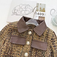 Ensemble de vêtements pour filles, veste à manches longues à simple boutonnage, jupe en cuir plissée, ensemble tendance deux pièces