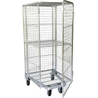 Conteneur à roulettes en acier pliable à quatre roues, robuste, pour entrepôt, capacité de 500 kg, facile à déplacer
