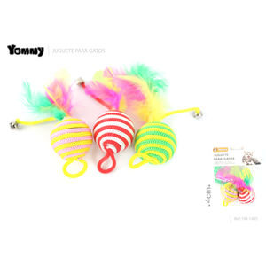 ลูกบอลของเล่นแมวยอมมี่ ขนาด 9 ซม. สายหลากสี ของเล่นแมวแบบมีปฏิสัมพันธ์ - Product Image 3