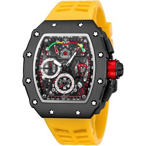 นาฬิกาข้อมือผู้ชายสุดหรู ทรงเหลี่ยม ตัวเรือนสแตนเลส หน้าปัดแซฟไฟร์ ระบบอนาล็อก โครโนกราฟ เรืองแสง ดีไซน์สปอร์ต เครื่องญี่ปุ่น กันน้ำ 30 บาร์ - Product Image 1