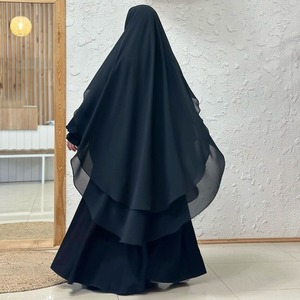 Crêpe Jazz de Haute Qualité, Vêtements Islamiques en Gros pour l'Aïd et le Ramadan, <span class=keywords><strong>Hijab</strong></span> Long de Prière pour Femmes Musulmanes, Khimar à Nouer à l'Arrière - Product Image 3