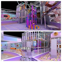 Équipement de terrain de jeu intérieur multifonctionnel, parc d'attractions intérieur souple pour enfants et parc de trampoline avec une visibilité et une durabilité élevées