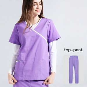 प्रयोगशाला कोट + पैंट सौंदर्य सैलून Workwear पालतू डॉक्टर नर्स कपड़े दंत चिकित्सा क्लिनिक वर्दी वि गर्दन नर्सिंग वर्दी Scrubs सेट - Product Image 6