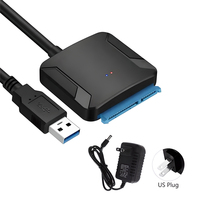 Juego de adaptadores SATA USB 3,0 para convertidor de disco duro externo Cable único 2,5 3,5 pulgadas HDD SSD UASP fuente de alimentación para computadoras PVC