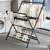 Perchero Metálico Moderno Plegable para Ropa, Soporte Estable de Acero al Carbono para Secar Ropa, Perchero de Hierro con Recubrimiento en Polvo para Lavandería