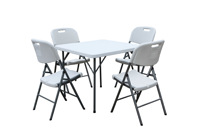 Table de salle à manger pliante en plastique HDPE au design moderne thème blanc banquet extérieur fête de mariage camping pique-nique location commerciale
