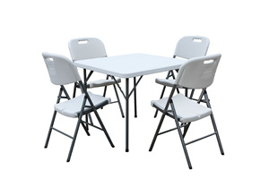 Thiết kế hiện đại HDPE nhựa gấp bàn ăn Trắng chủ đề ngoài trời tiệc cưới bên Cắm Trại Dã Ngoại Thương mại cho thuê - Product Image 3