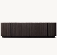 Meubles de salon modernes de luxe, style américain, console multimédia en bois de chêne avec plateau en marbre