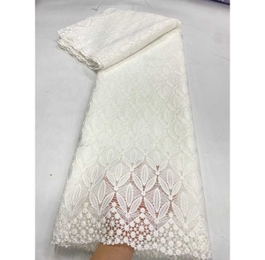Tela <span class=keywords><strong>de</strong></span> Encaje con Bordado Floral Elegante, Color Blanco, Ecológica, para <span class=keywords><strong>Vestidos</strong></span> <span class=keywords><strong>de</strong></span> Novia, en Oferta - Product Image 1