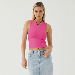 Vente en gros Top <span class=keywords><strong>bustier</strong></span> moulant sans manches Hot Girl avec col rond débardeur basique sensuel - Product Image 6