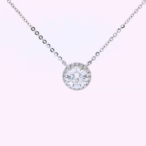 สร้อยคอเพชรแล็บทรงกลมจากโรงงาน Huazhong Gem 9K/10K/14K/18k สีขาว/เหลือง/โรสโกลด์ DEF VS 0.28 กะรัต/0.5 กะรัต/1 กะรัต - Product Image 1