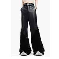 Vente en gros de pantalons de moto en cuir noir personnalisés pour hommes, pantalons pour hommes à patchwork et à glands