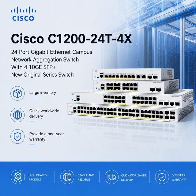 Cisco C1200-24T-4X 24 Port Gigabit Ethernet Campus Network Aggregation Switch With 4 10GE SFP+ New Original Series Switch