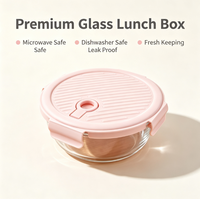 Boîte à lunch en verre dur de 950 ml, récipient de stockage alimentaire étanche, utilisation domestique, compatible lave-vaisselle et micro-ondes, réutilisable, boîte de conservation des aliments