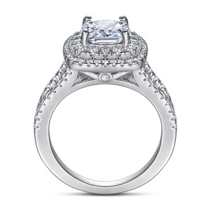 925 Bạc Của Phụ Nữ Double-Row Engagement Ring Cho Cô Dâu Phong Cách Thép Không Gỉ Thời Trang Moissanite Nhẫn Cho Lễ Cưới - Product Image 3