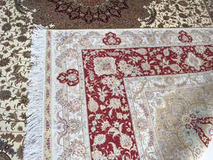 Tapis d'Orient en soie persane 100% fait main <span class=keywords><strong>de</strong></span> grande taille 9x12 à vendre, couleur rouge avec 400L <span class=keywords><strong>de</strong></span> nœuds doubles pour salon - Product Image 4