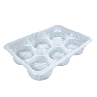 Boîte alimentaire jetable carrée à 6 compartiments pour pains vapeur, tartes, pizzas, hamburgers, en plastique PET/PP, avec couvercle transparent de 7 cm