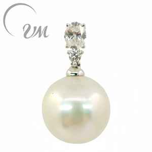 Collier pendentif en platine UM Jewelry, perle d'eau douce, diamant, unisexe/hommes/femmes, cadeau pour anniversaire, quotidien, mariage, fête - Product Image 1