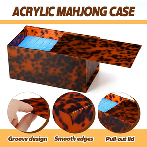 Caja de Mahjong Vacía de Acrílico con Diseño de Caparazón de Tortuga, Caja de Almacenamiento para Fichas Americanas y Cartas de Mahjong, Caja de Exhibición Transparente - Product Image 4