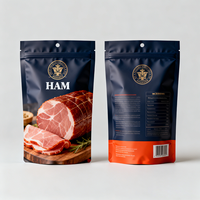 Sachet d'emballage alimentaire personnalisé en nylon plastique pour saucisses, pochette verticale pour jambon, emballage sous vide et surgélation
