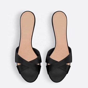 Women Low Pearl Thin Heels Open Toe Sandals Cross Strap Satin on <b>Mules</b> Summer Wide Fit <b>Slippers</b> - Product Image 3