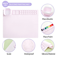 Tapis de dessin en silicone utilisable Palette d'art en silicone pour bébé pour peinture Tasse de lavage pliable personnalisée pour outils d'art pour enfants