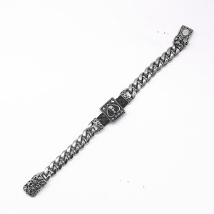 yunnique Men's Punk Skull <b>Bracelet</b> Tibetan Silver Chain <b>Leather</b> Cord Magnetic Clasp Design - Product Image 2