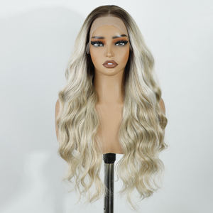 Perruque synthétique longue pour femme avec <span class=keywords><strong>bandeau</strong></span>, ondulations dégradées, perruque frontale <span class=keywords><strong>en</strong></span> dentelle 360 transparente sans colle - Product Image 1