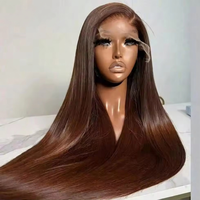 Perruque sans colle 13x6, cheveux humains pré-traités, ligne de cheveux naturelle, perruques en dentelle HD, couleur marron effet peau foncée, perruques frontales en dentelle lisses et soyeuses
