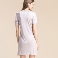 Robe de nuit en soie de mûrier mi-longue, design simple, en maille, pour l'été
