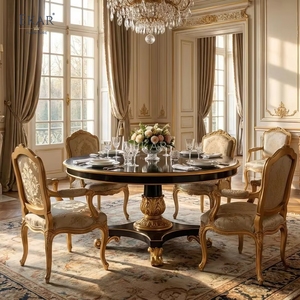 Tavolo da Pranzo Rotondo con Piedistallo in Stile Neoclassico Augustus |   <span class=keywords><strong>Mobili</strong></span> di Lusso in Stile Francese Dorato - EKAR - Product Image 2