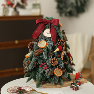 Arbre de Noël en <span class=keywords><strong>sapin</strong></span> noble fini de 30-40 cm avec nœud en velours et accents naturels, décoration de table réaliste pour les fêtes - Product Image 3