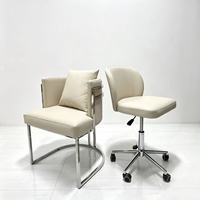Ensemble de chaises de salle à manger/hôtes modernes en PU, base en acier inoxydable, ergonomiques, couleurs personnalisables pour hôtels, maison, bureau
