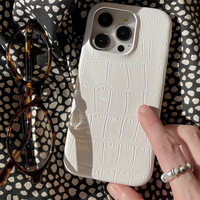 Casing bahan warna polos motif buaya, sarung HP tekstur Premium UNTUK iPhone 17 16 15 14 13 12 11 Pro Max modis
