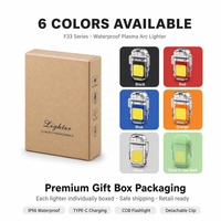 Briquet électrique étanche à double arc plasma avec lampe torche, rechargeable USB Type-C, pour extérieur, vente en gros, logo personnalisé