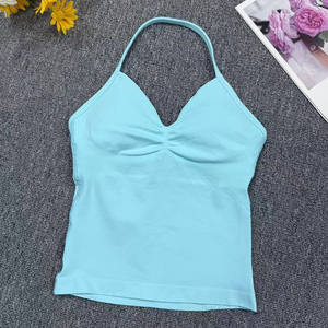 Top da Yoga da <span class=keywords><strong>Donna</strong></span> con Scollo a V e Reggiseno Integrato, Tinta Unita, Sportivo, Modellante, ad Asciugatura Rapida, Direttamente dalla Fabbrica - Product Image 6