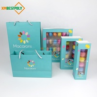 Boîte d'emballage en papier pour macarons avec sacs en papier pour desserts, biscuits, beignets, boîtes cadeaux