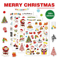 Feuille d'autocollants de Noël personnalisés, Père Noël, imperméables, découpés à la forme, pour carnet, décoration de fête DIY pour enfants