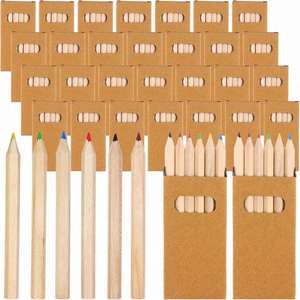 ดินสอสีไม้ขนาดเล็ก 3.5 นิ้ว 6 สี พร้อมโลโก้สั่งทำแบบ OEM&ODM  สำหรับใช้ในสำนักงาน/โรงเรียน บรรจุในกล่องกระดาษคราฟท์  พร้อมเหลาดินสอให้ใช้งานได้ทันที - Product Image 1