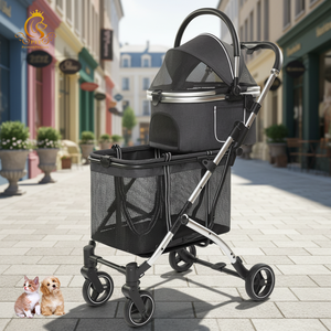 <span class=keywords><strong>Chariot</strong></span> pliable et détachable <span class=keywords><strong>pour</strong></span> animaux <span class=keywords><strong>de</strong></span> compagnie EUR PET OEM, poussette double <span class=keywords><strong>pour</strong></span> chiens, montage facile avec <span class=keywords><strong>cage</strong></span> réglable - Product Image 1
