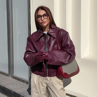 Veste en cuir PU décontractée sur mesure pour femmes, coupe ample, fermeture éclair, coupe-vent
