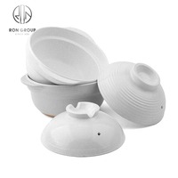 Ensemble de Casseroles coréennes 800ML, ustensiles de cuisine, Casserole isolée, chauffe-aliments, marmite en argile, Casseroles en céramique blanche avec couvercle
